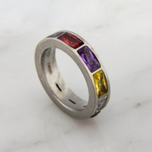 Anillo Acero Ancho Simil Cubic Colores Varias Medidas