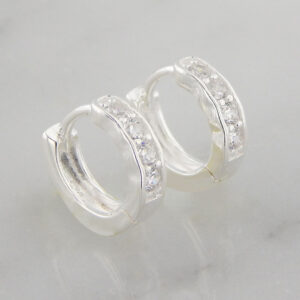 Aros Plata Argolla Cubana con Cubic