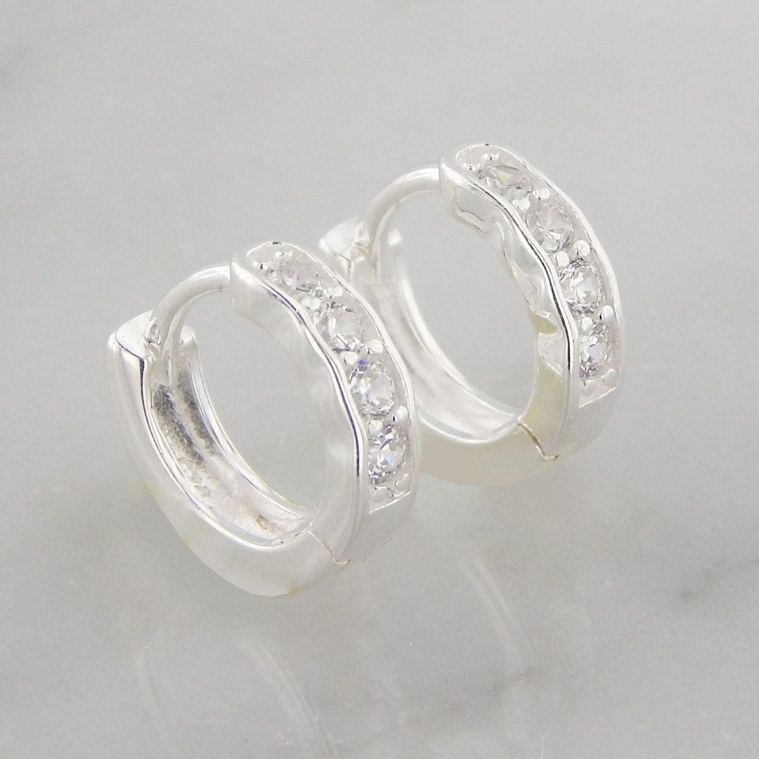 Aros Plata Argolla Cubana con Cubic