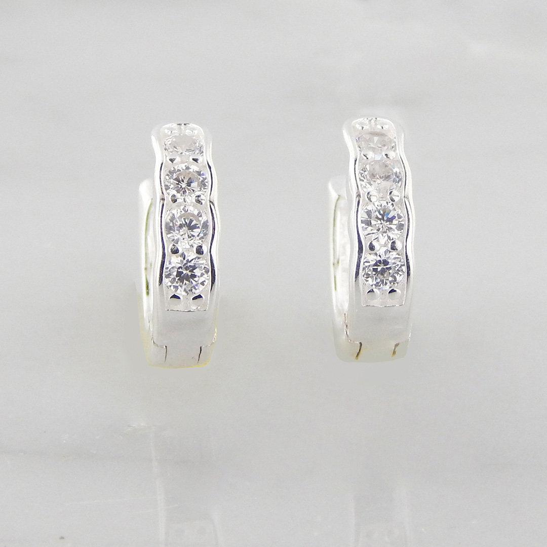 Aros Plata Argolla Cubana con Cubic - Imagen 2