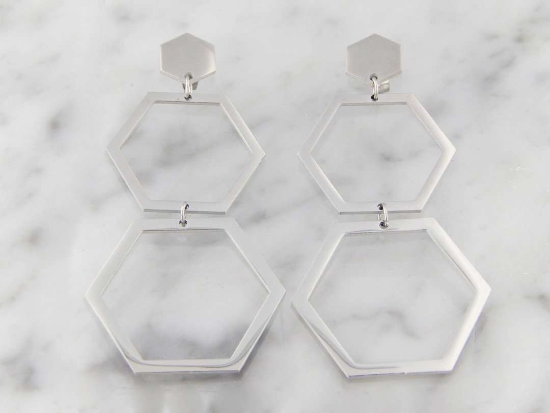 Aros Acero Colgantes Hexagonales