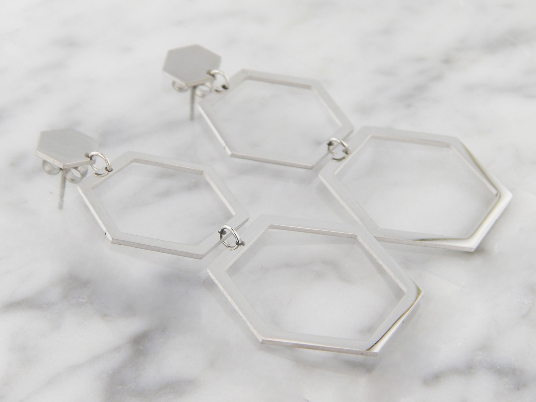 Aros Acero Colgantes Hexagonales - Imagen 2