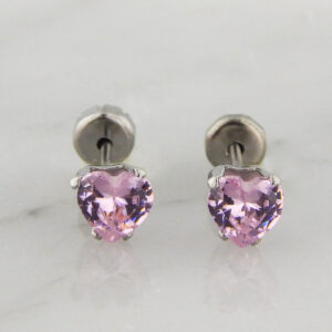 Aros Acero Abridores Strass Rosa Corazón