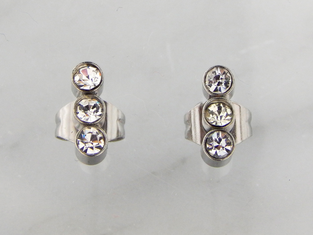 Aros Acero con 3 o 4 Strasses en Línea