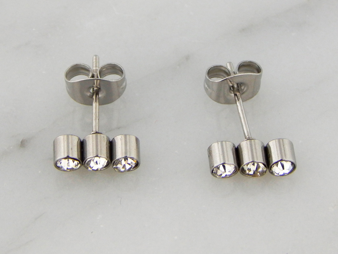 Aros Acero con 3 o 4 Strasses en Línea - Imagen 3