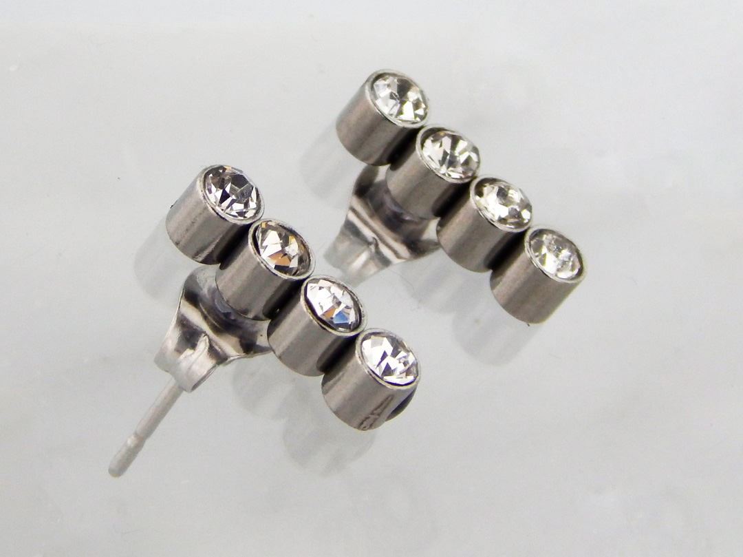 Aros Acero con 3 o 4 Strasses en Línea - Imagen 2