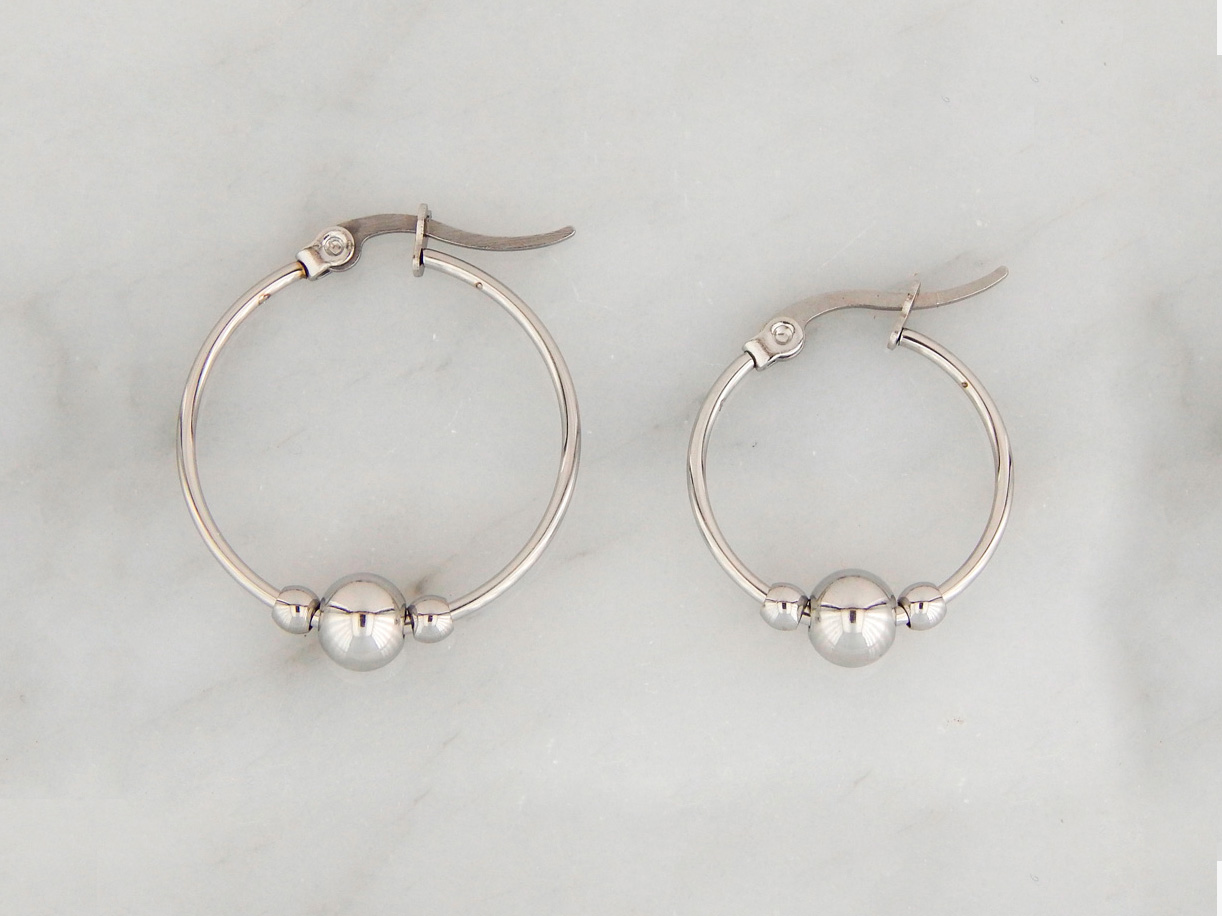 Aros Acero Argolla Tipo Cubana con En 18 y 22