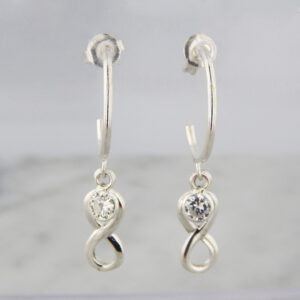 Aros Plata Argolla Infinito Cubic Colgante