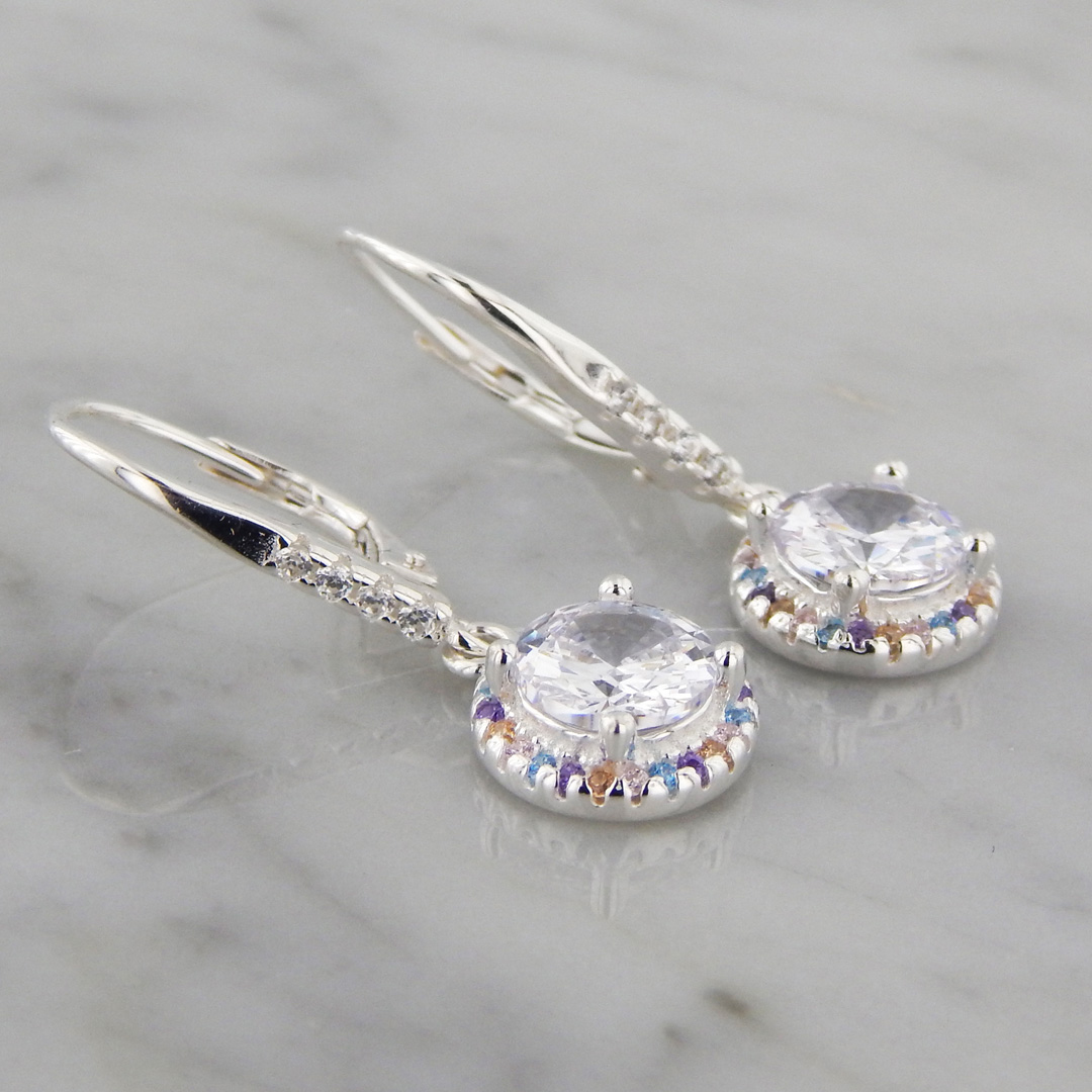 Aros Plata Cubic Brisura Dije Redondo Colgante Micropavé - Imagen 3