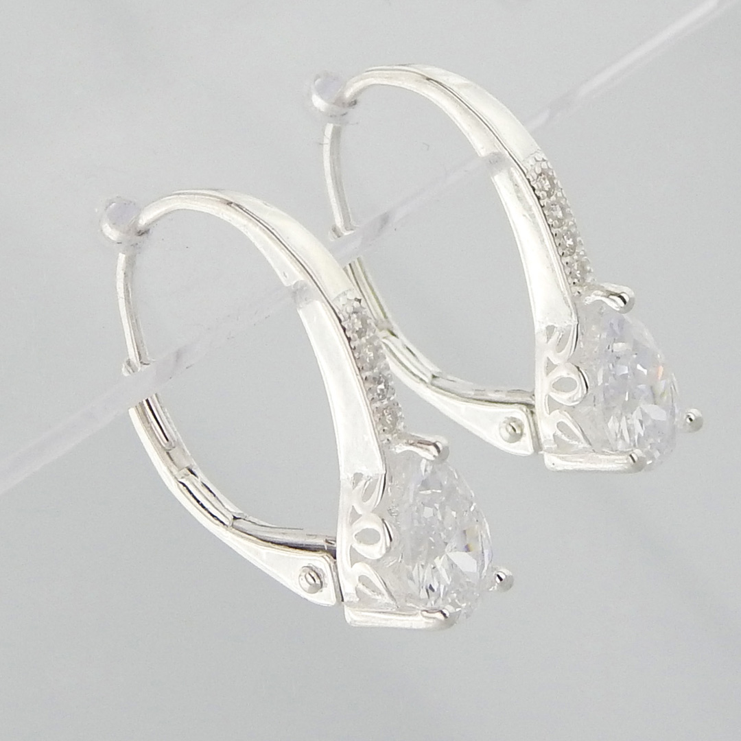 Aros Plata Cubic Gota Micropavé Brisura - Imagen 2