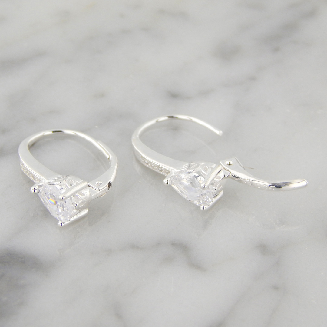 Aros Plata Cubic Gota Micropavé Brisura - Imagen 4