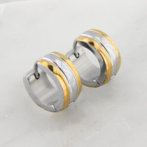 Aros Acero Argolla Cubana con Dorado