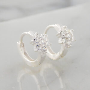 Aros Plata Cubano Flor de Cubics
