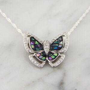 Collar Plata Mariposa Nácar Aleotis Cubic Micropavé