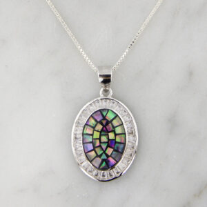 Collar Plata Óvalo Nácar Aleotis Cubic