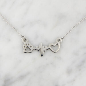 Collar Acero Corazón Latido Huella