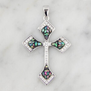 Dije Plata Cruz Nácar Aleotis Cubic Micropavé