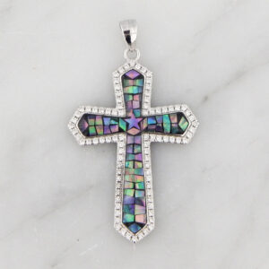 Dije Plata Cruz Nácar Aleotis Cubic Micropavé