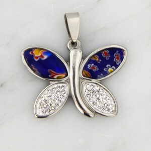Dije Acero Mariposa Murano en 2 colores