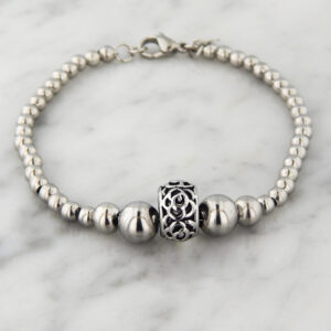 Pulsera Acero Bolitas y Dona