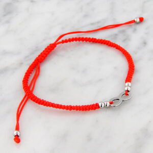 Pulsera Hilo Trenzado y Dije de Acero Extensible. En Rojo o Negro y Flor de Loto o Infinito