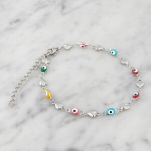 Tobillera Acero Ojo Turco y Corazones - Varios Colores