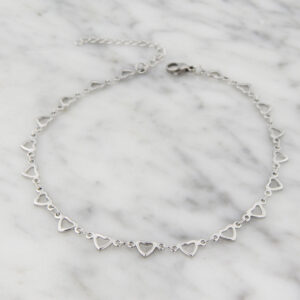 Tobillera Acero Corazones Calados