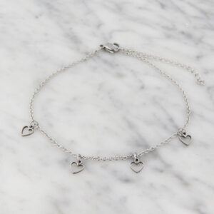 Tobillera Acero Corazones Calados