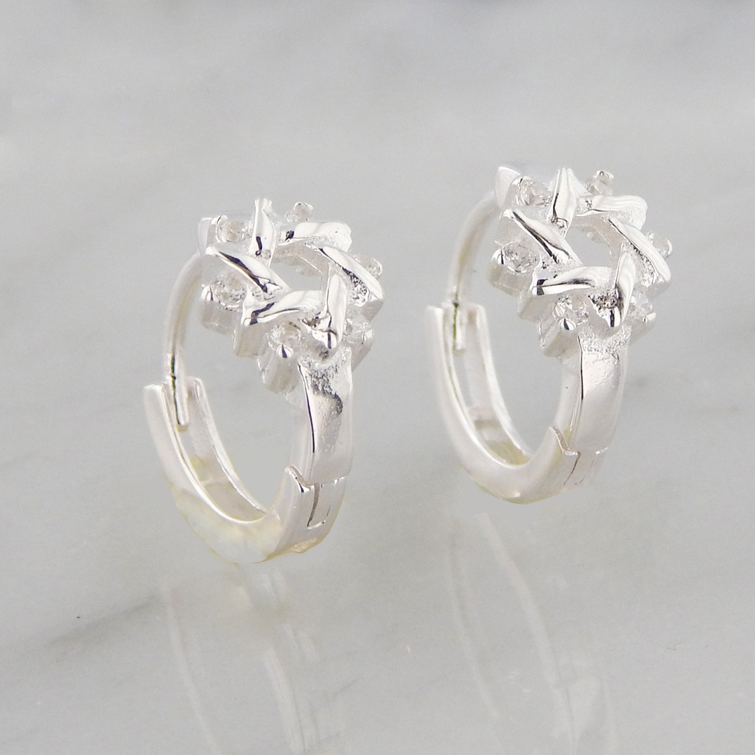 Aros Plata Argollita Cubana Flor Cubic