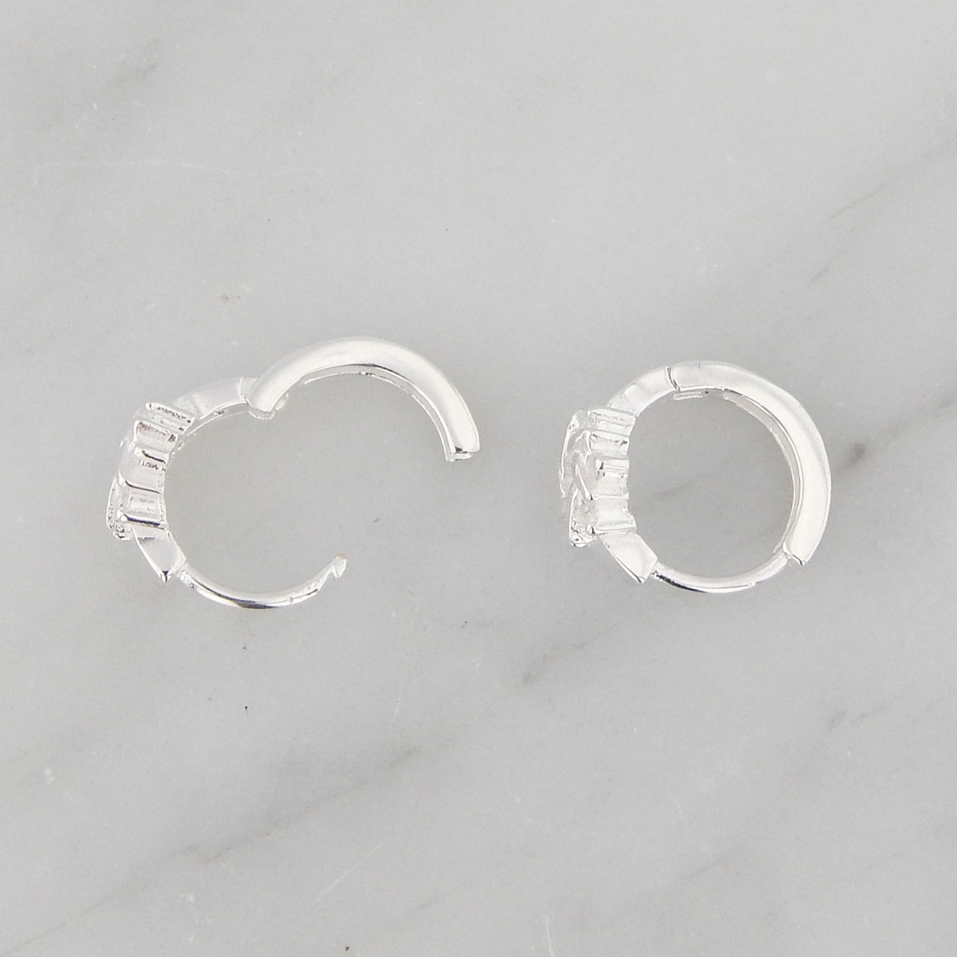 Aros Plata Argollita Cubana Flor Cubic - Imagen 3