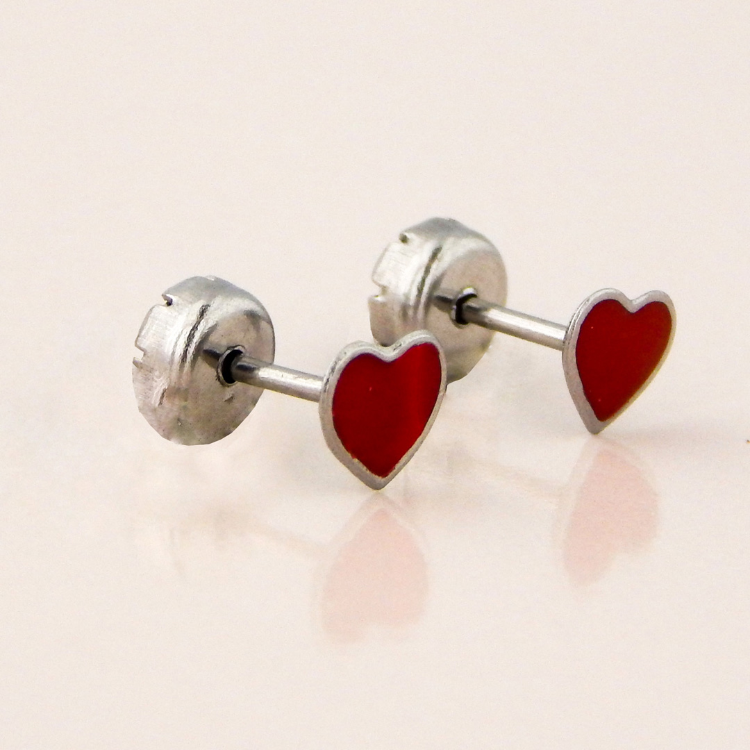 Aros Acero Abridores Corazón Rojo - Imagen 2