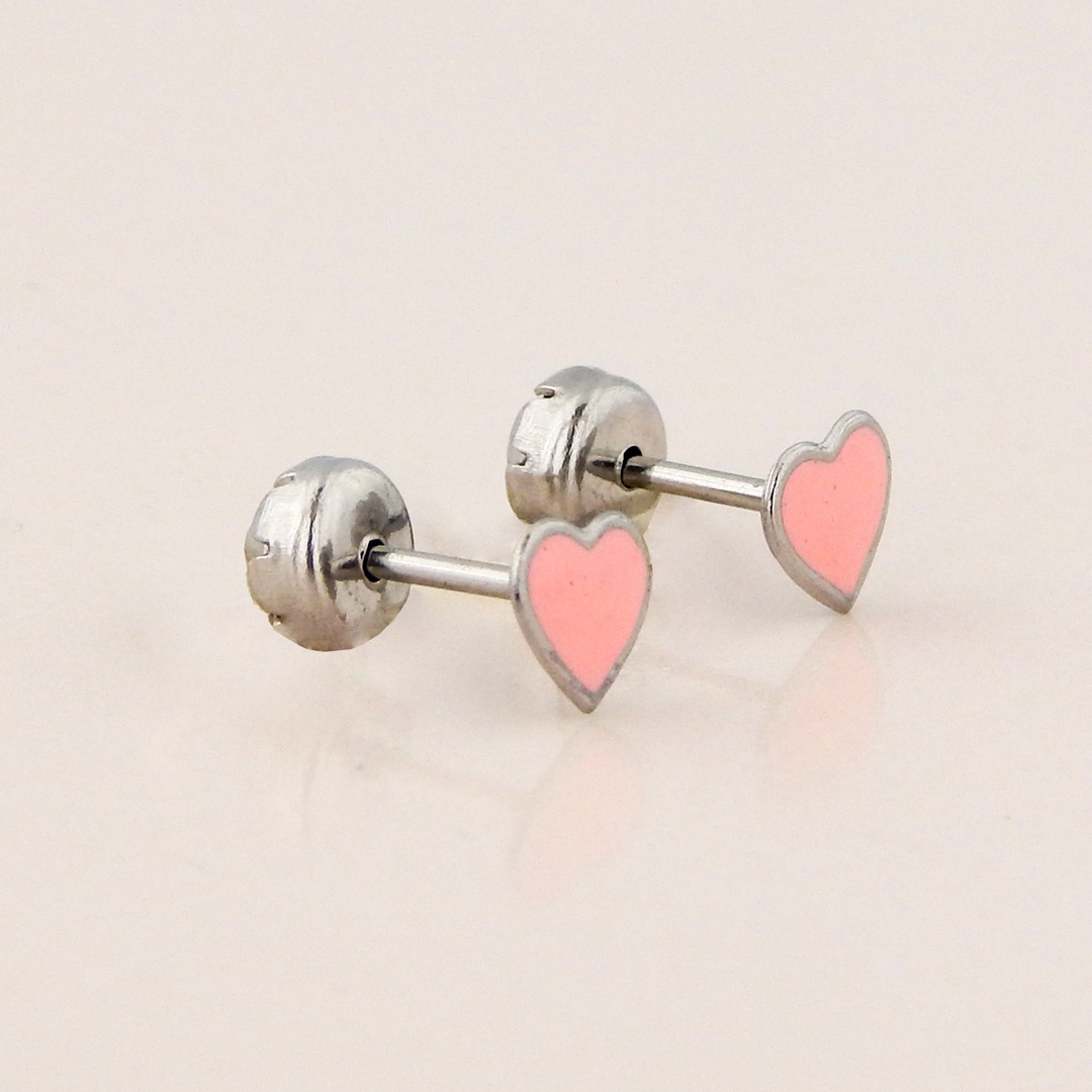 Aros Acero Abridores Corazón Rosa - Imagen 2