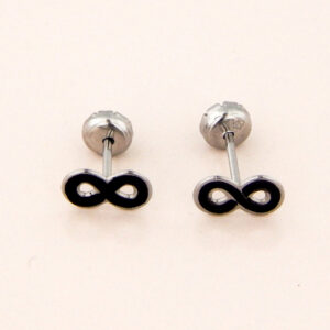 Aros Acero Abridores Infinito Negro