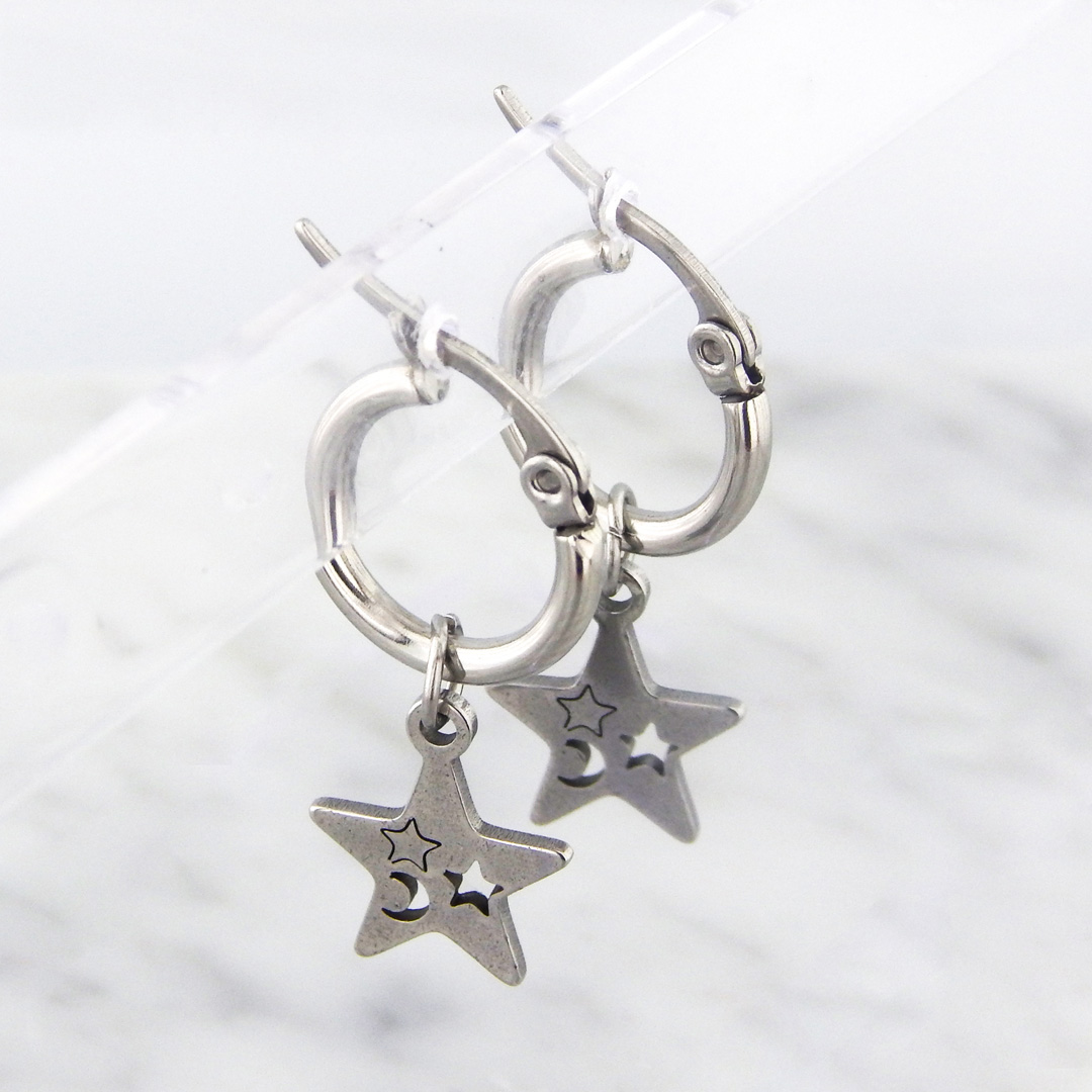 Aros Acero Argolla Estrella