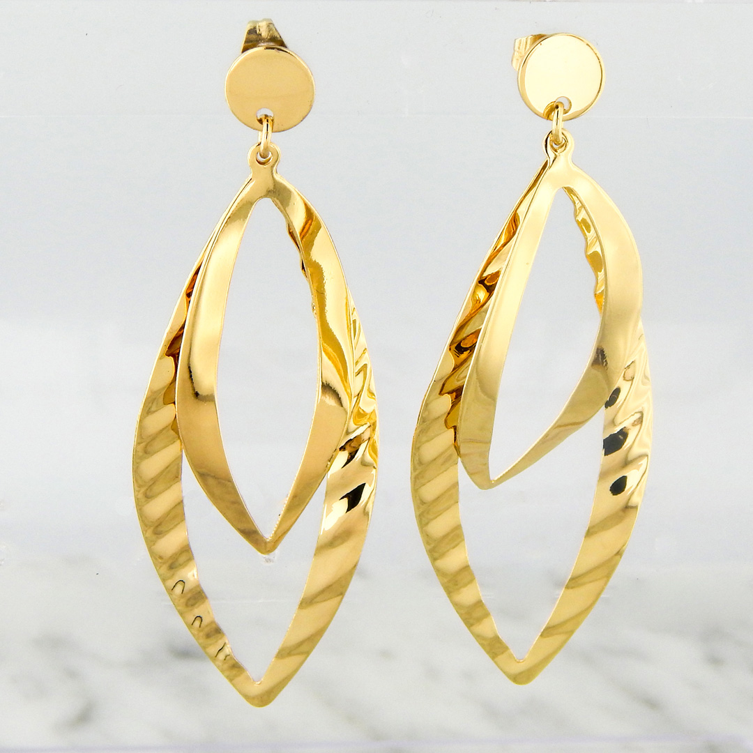 Aros Acero Dorado Hojas