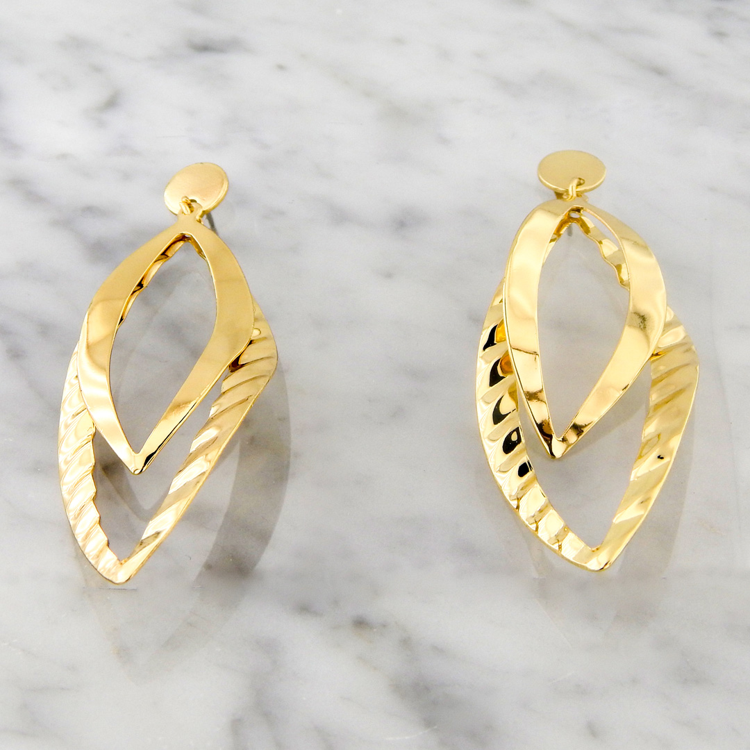 Aros Acero Dorado Hojas - Imagen 4