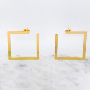 Aros Acero Dorado Rectángulo