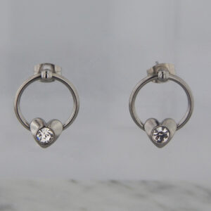 Aros Acero Corazón Strass