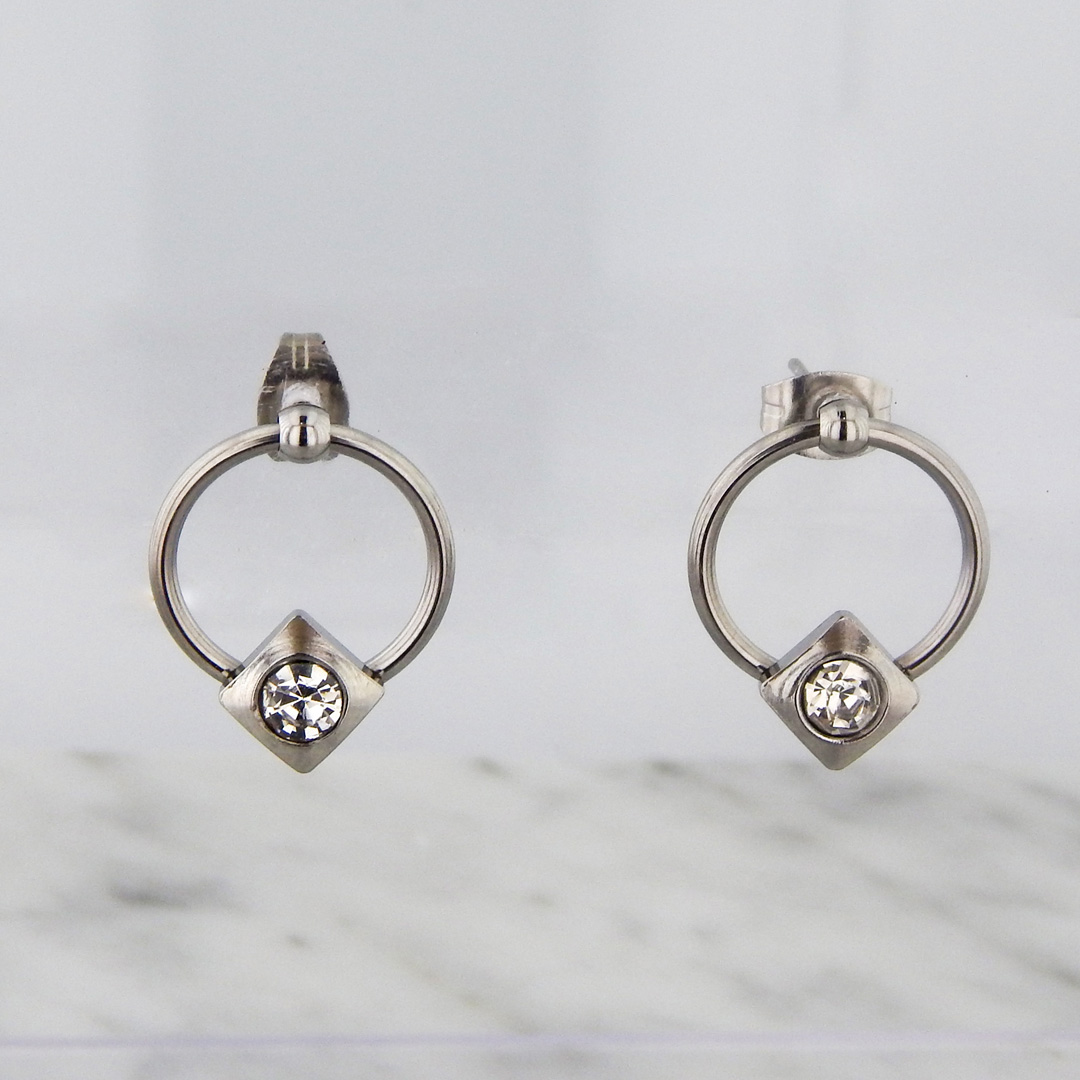 Aros Acero Rombo Strass