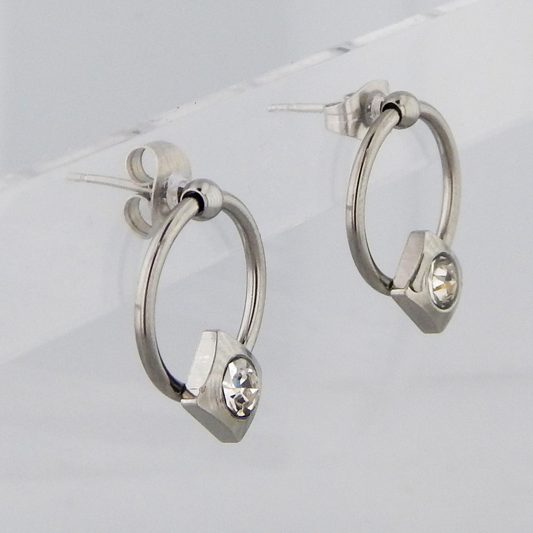 Aros Acero Rombo Strass - Imagen 2