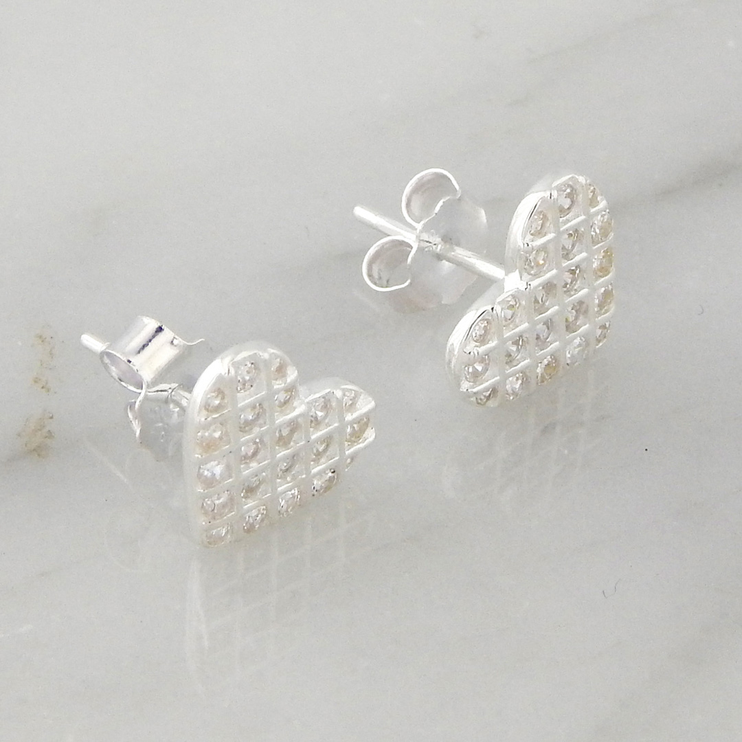 Aros Plata Corazón Cubic - Imagen 3