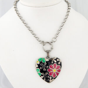 Collar Corazón Flores (Varios Colores)