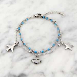 Pulsera Doble Avión Estrella Saturno