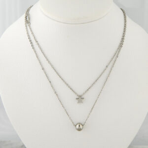 Collar Acero Doble Bolita Estrella Diesel