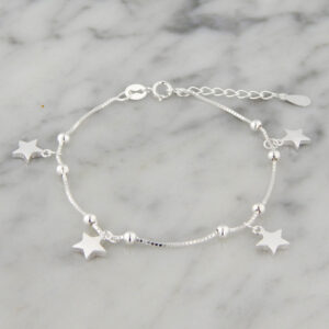Pulsera Plata Estrellas Bolitas