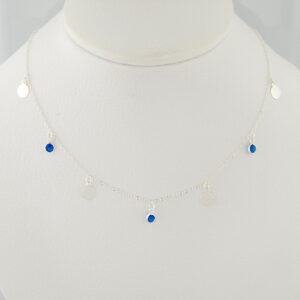 Collar Plata Círculos Cubic (Azul, Celeste y Tranparente)