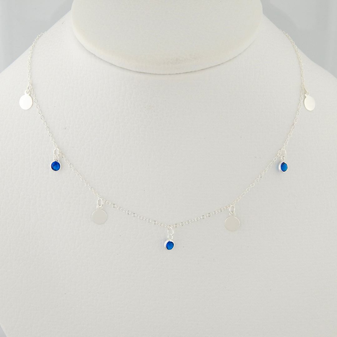 Collar Plata Círculos Cubic (Azul, Celeste y Tranparente)