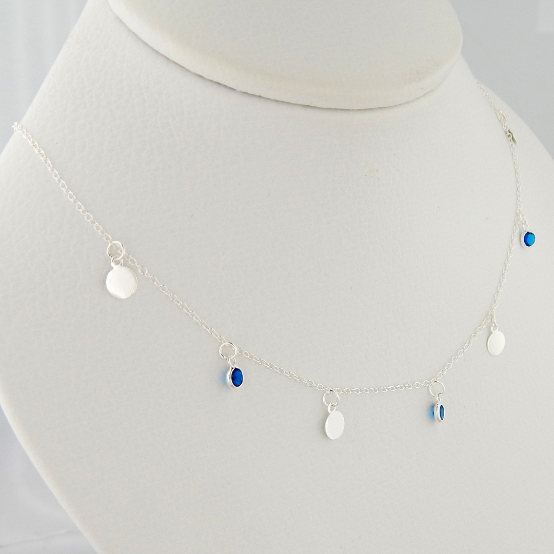 Collar Plata Círculos Cubic (Azul, Celeste y Tranparente) - Imagen 9