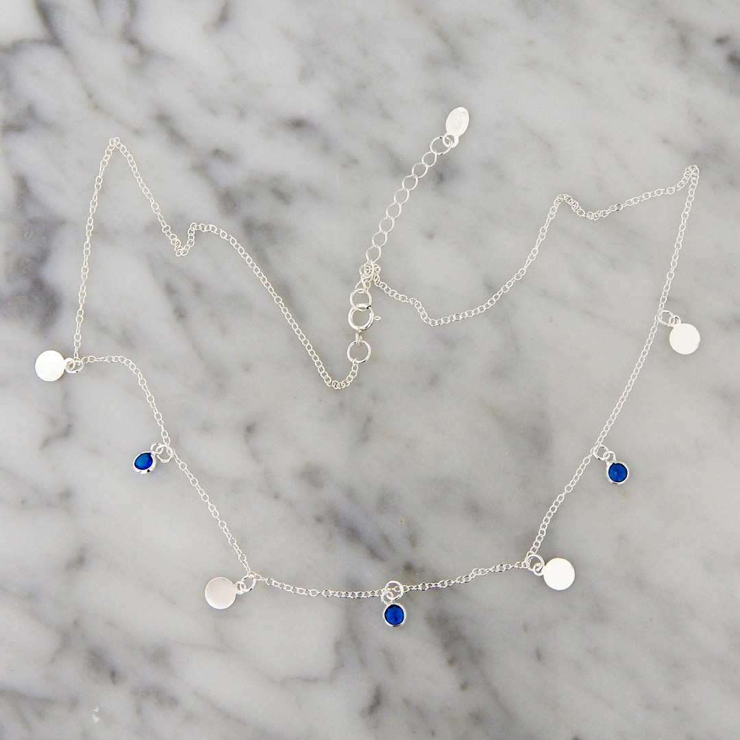 Collar Plata Círculos Cubic (Azul, Celeste y Tranparente) - Imagen 8