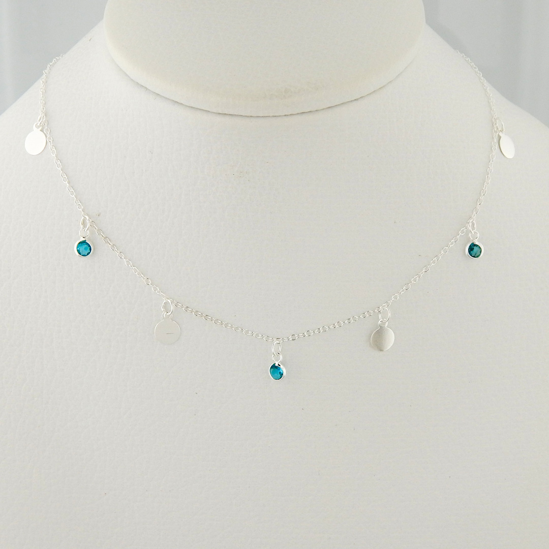Collar Plata Círculos Cubic (Azul, Celeste y Tranparente) - Imagen 7